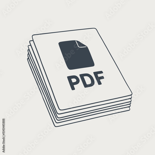 PDF Document Stack Icon – Clean Vector Illustration