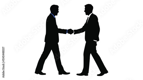 Businessmen Handshake Silhouette, Professional Agreement Vector. silhouette of business people shaking hands