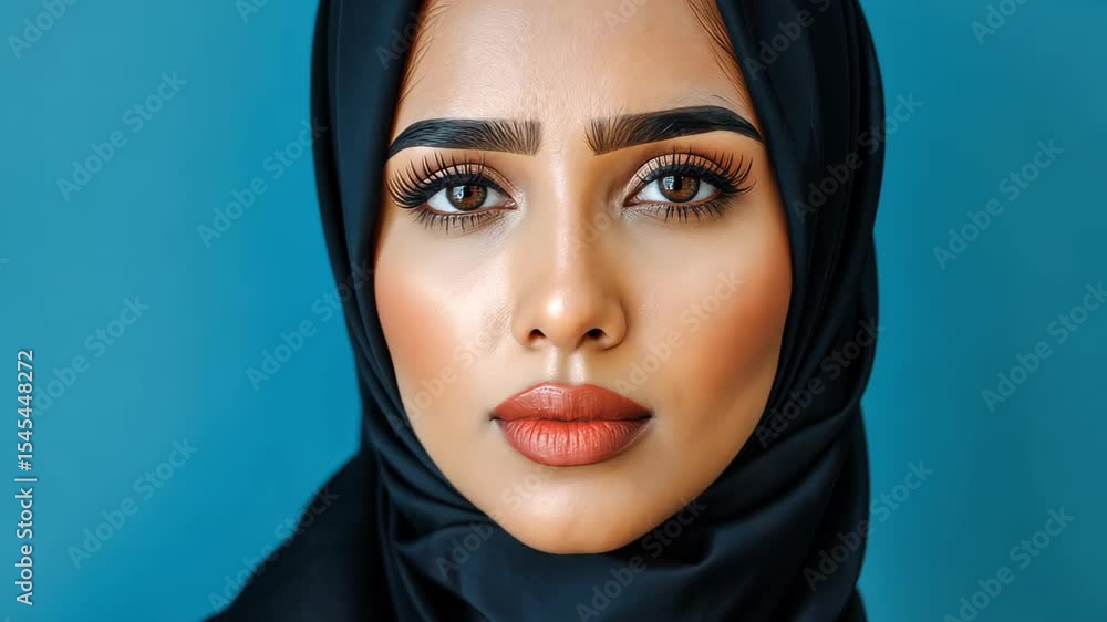Elegance in Veil: A captivating portrait showcasing a woman with stunning makeup and wearing a veil against a sleek backdrop, reflecting poise and grace. Elegance in Veil: A captivating portrait showcasing a woman with stunning makeup and wearing a veil against a sleek backdrop, reflecting poise and grace.