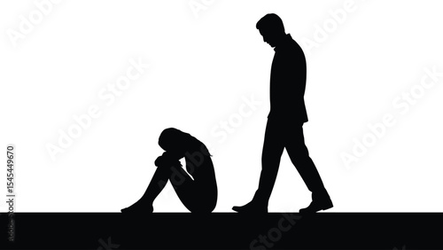 Silhouette of a woman sitting with her head in her hands on a white background. Concept of sadness, depression, loneliness, anxiety