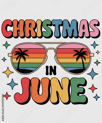 Christmas In June Sunglasses Retro Summer Vacation Xmas