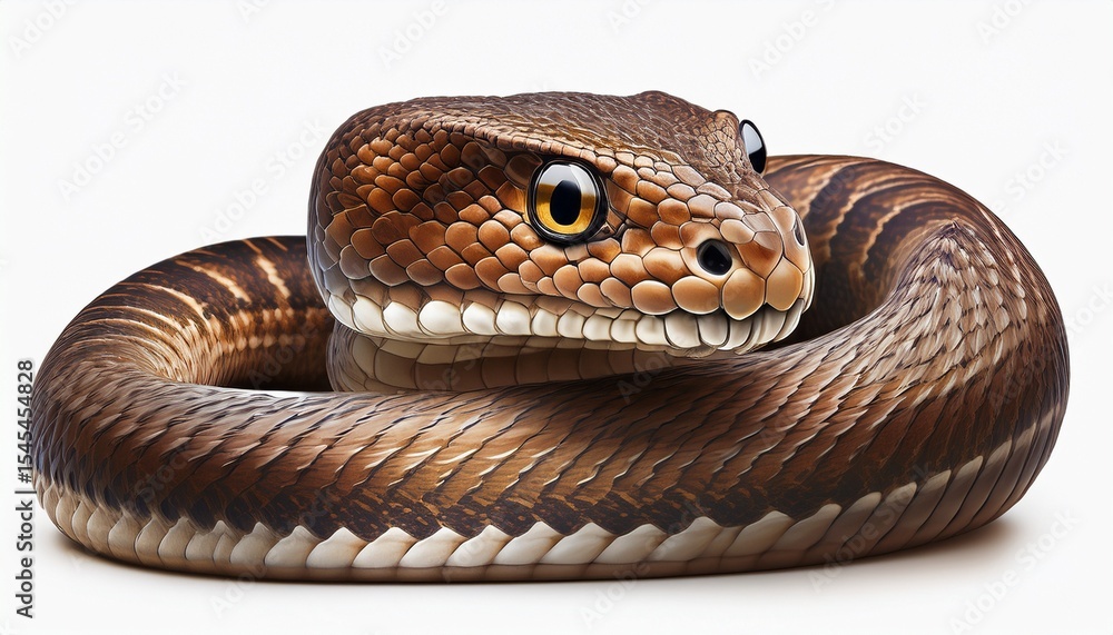 Fototapeta premium a brown snake with black spots on its head isolated on white transparent generative ai