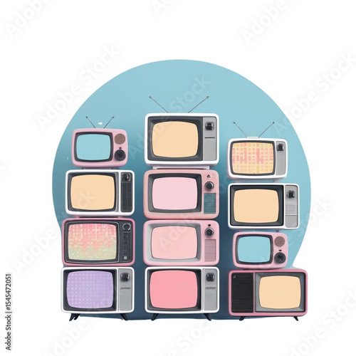 Retro television sets stacked in a pile vintage tv collection old fashioned television display of antique tvs