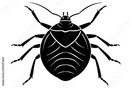 Silhouette Vector Art Illustration of	Black and White Bed Bug Icon