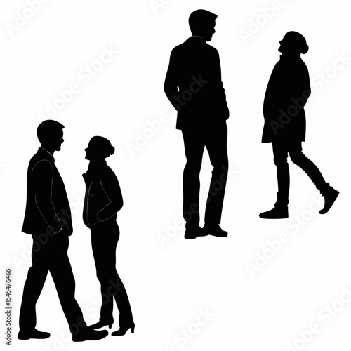 Husband Silhouette Vector Set on White Background