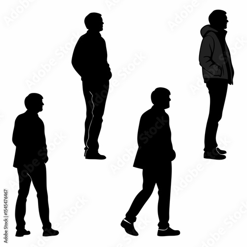 Husband Silhouette Vector Set on White Background