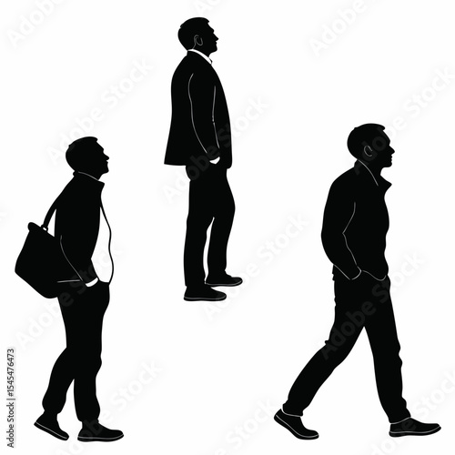 Husband Silhouette Vector Set on White Background