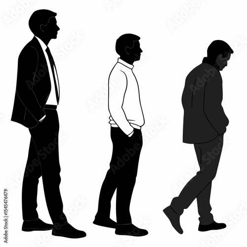 Husband Silhouette Vector Set on White Background