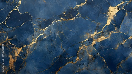 Abstract marble pattern in deep blue and gold