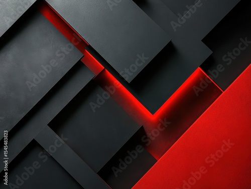Red and black abstract art on wall