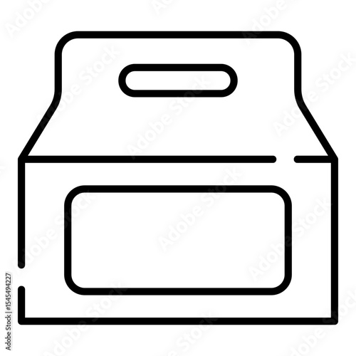 Take out, takeaway, paper bag, gable box black line icon