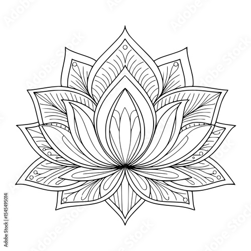 vector illustration of a flower lotus. coloring pages