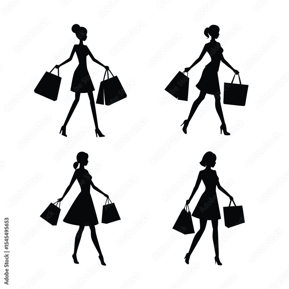 shopping girl silhouette bundle shopping girl silhouette bundle