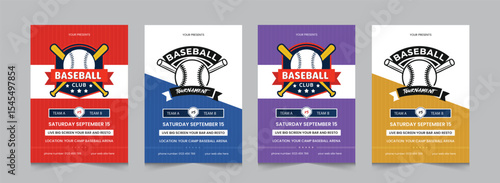 Baseball flyer design template. Baseball Tournament Poster Layouts. Sports Event Poster Layout