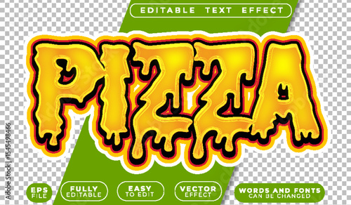  Pizza Snack Junk Food Cheesy Yellow Fully Editable Vector Text File