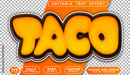 Taco Snack Mexican Food  Fully Editable Vector Text File