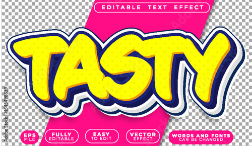  Tasty Delicious Fresh Yummy Yellow Pink Fully Editable Vector Text File