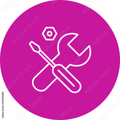 Work Tools Vector Line Pink Circle Icon Design