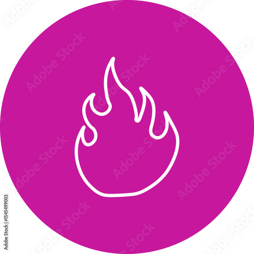 Fired Vector Line Pink Circle Icon Design