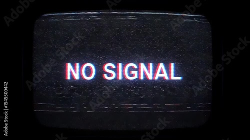 Retro television screen displaying no signal with static background  