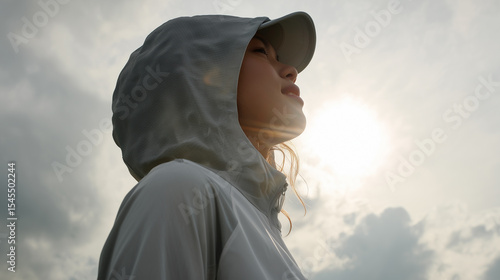 Summer jacket is lightweight, breathable, UV-protective, quick-drying, moisture-wicking, and comfortable for outdoor activities in hot weather.