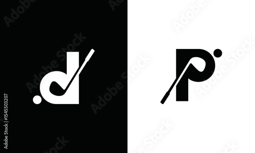 Letter D and PInitial Golf Sport Logo vector