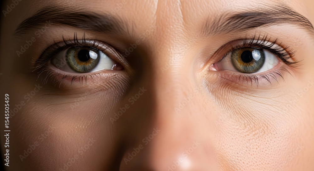 Fototapeta premium Close up shot of a woman's face focusing on her eyes and eyebrows with a soft and natural look