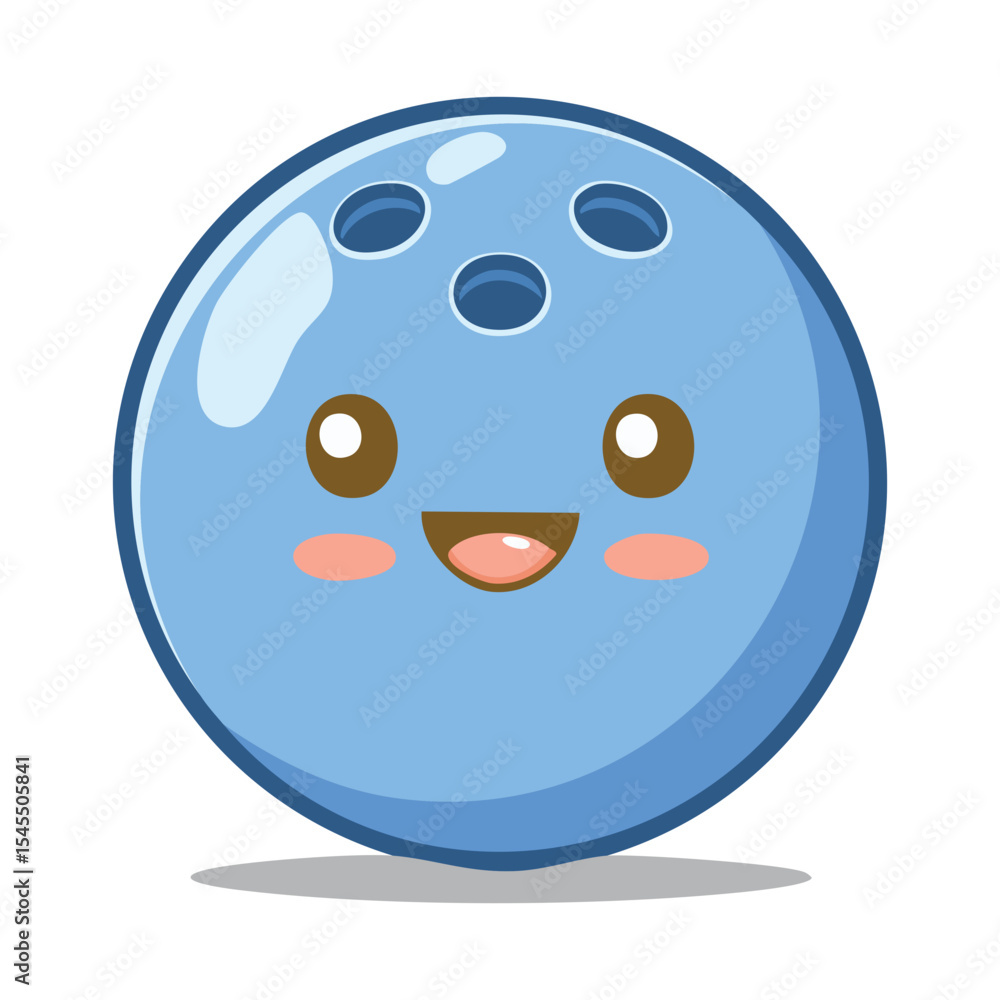 Fototapeta premium A cute bowling ball character smiles warmly, expressing joy and happiness