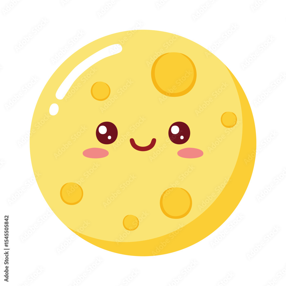 Fototapeta premium A cute cartoon moon with a happy expression. This illustration is perfect for adding a touch of whimsy