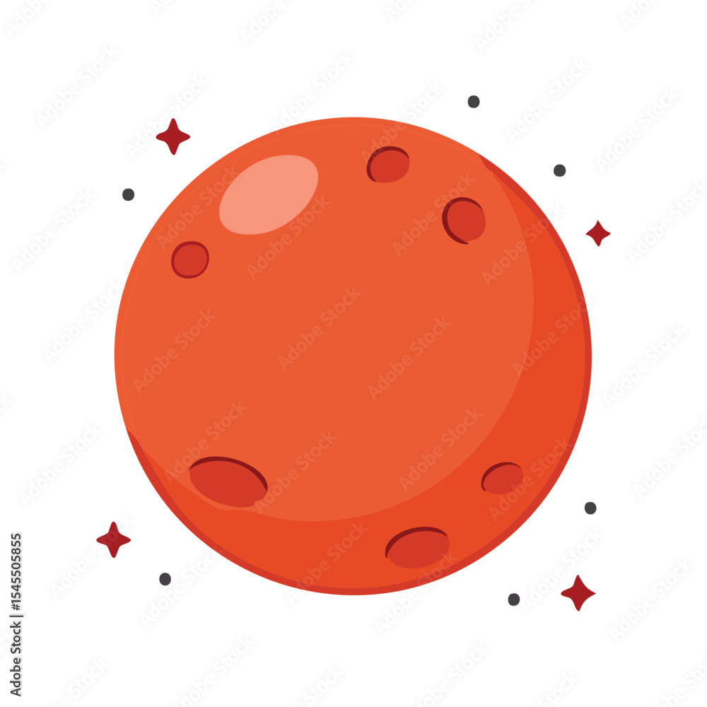 Obraz premium A close-up of the planet Mars, with its distinctive red color and surface features. Surrounded by sparkling stars. 