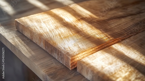 Close-up of light-brown wooden planks in sunlight