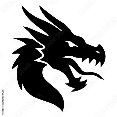 Fierce Dragon Head Silhouette Vector Illustration