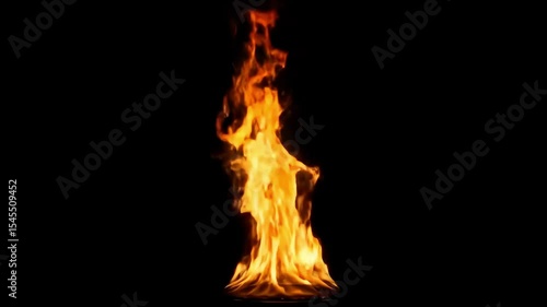 High definition fire flames video footage burning on black background perfect for compositing and visual effects