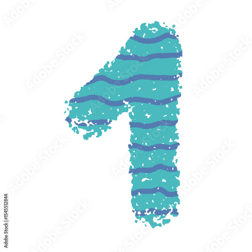 Grunge Style Colorful Number One Illustration