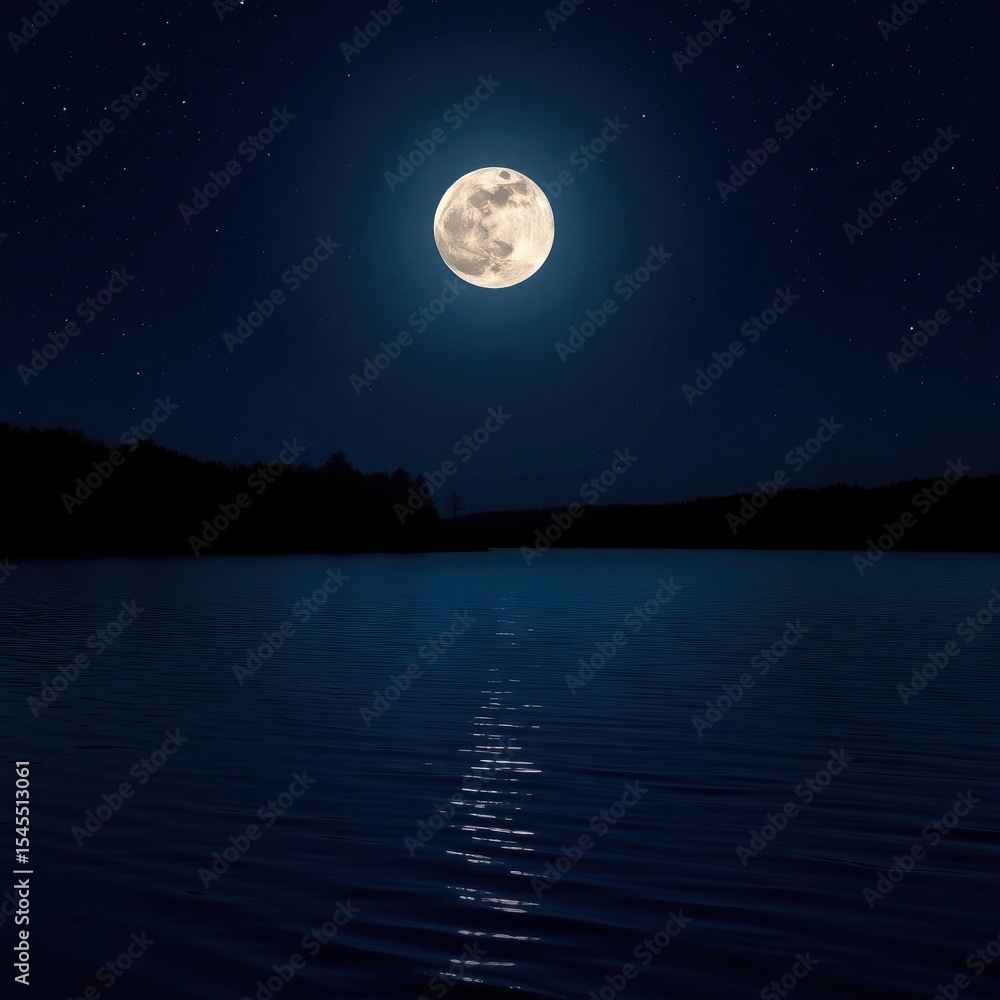 Naklejka premium moon over water