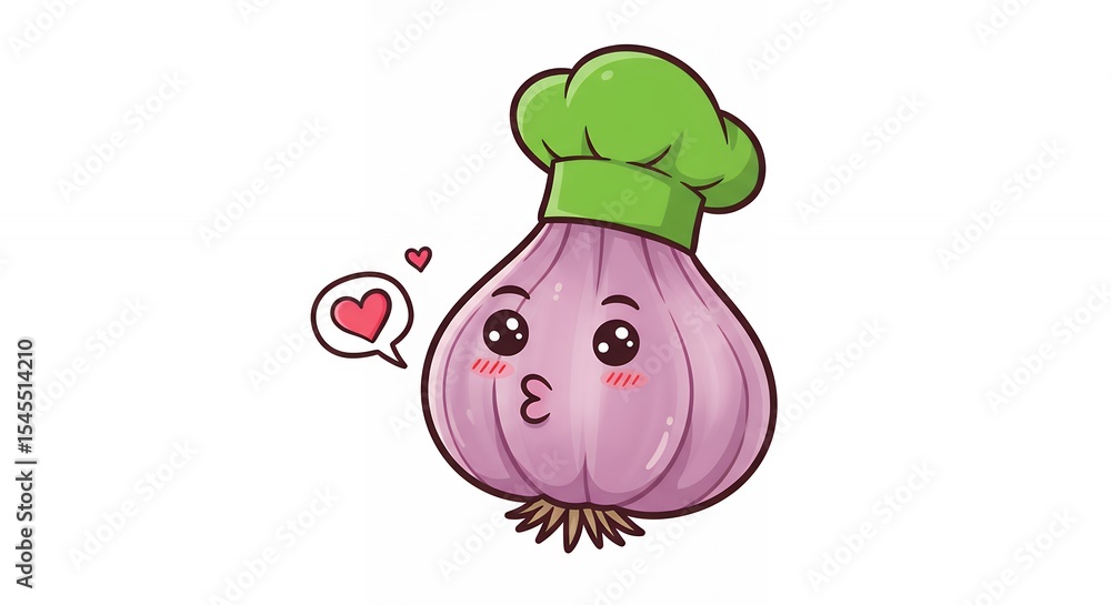 Fototapeta premium Cute cartoon garlic chef