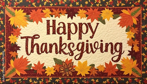 Happy Thanksgiving Autumn Leaves Quilted Greeting