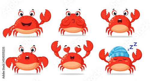Cartoon crabs set illustration