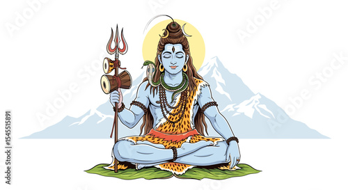 Lord shiva illustration meditation serenity