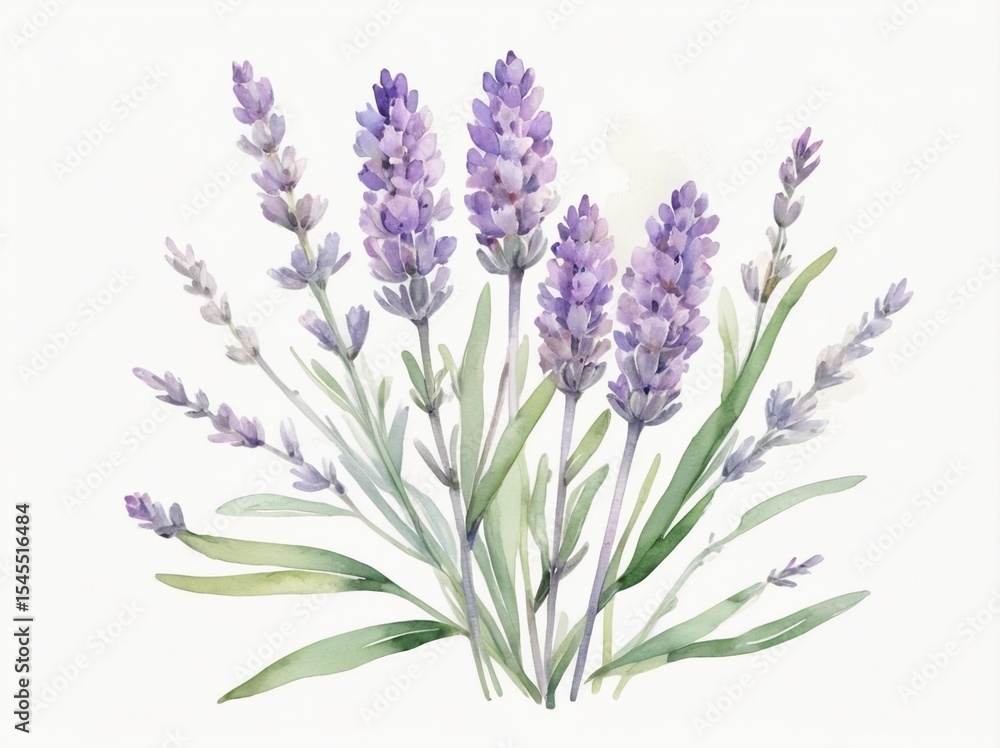 Fototapeta premium Lavender Flower Watercolor Illustration 