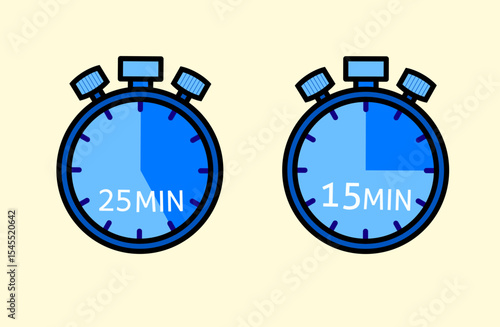 Stopwatch icon set. Timer symbol. Stopwatch icon. Alarm pictogram in combination of Blue and pink colors	