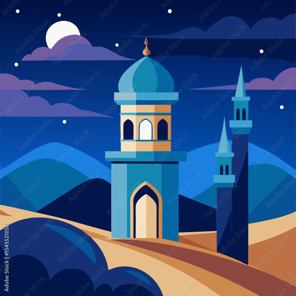 minaret and starry night minaret and starry night