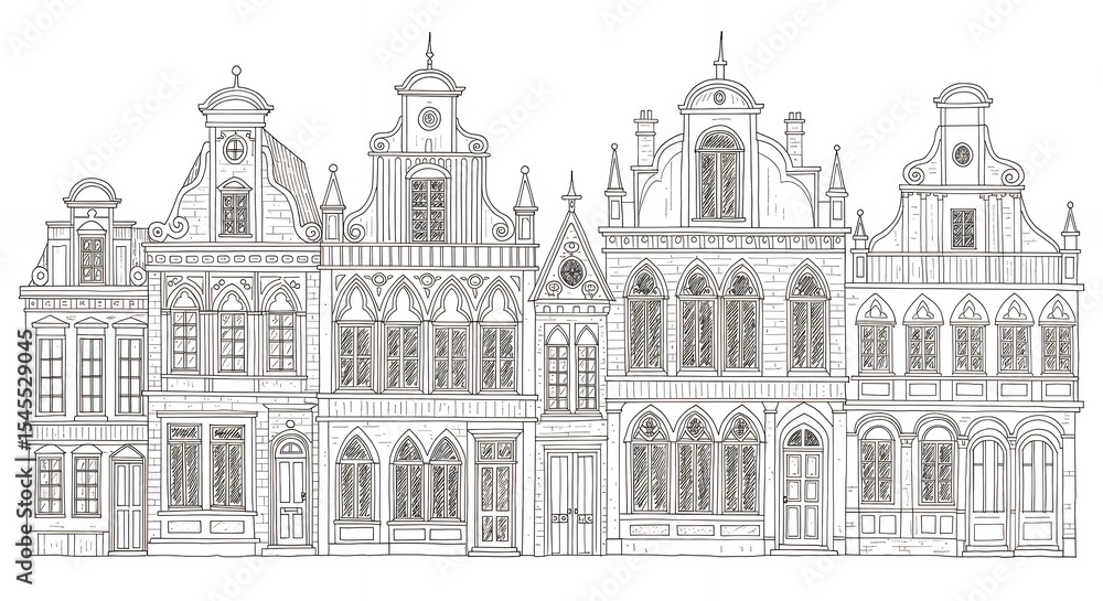European style buildings illustration European style buildings illustration