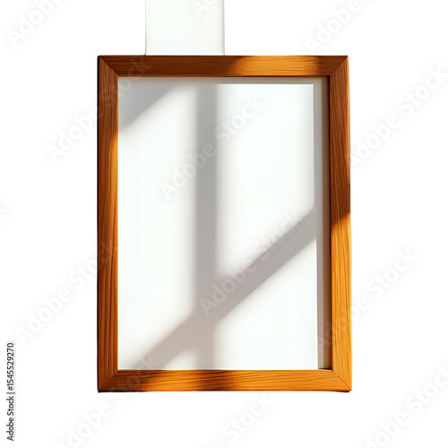 Blank Wooden Frame: Minimalist Mockup with Sunlight Shadows