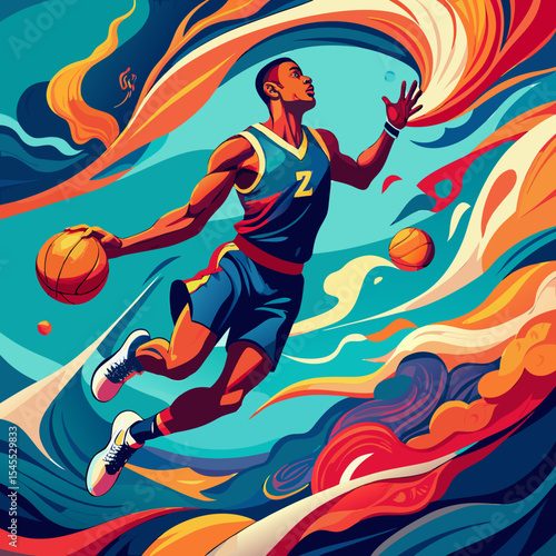a basketball player jumping for a dunk