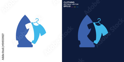 Clothes logo. Clothes, iron, laundry. Vector icon symbol template EPS 10.