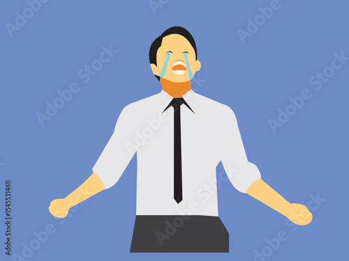 Man Cry flat illustrtion and man fustation crying vector design
