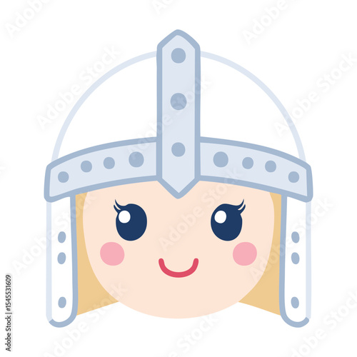 A cartoonish, cheerful face of a woman wearing a helmet, and a smiling face. The illustration is cute and lovely, conveying a sense of lightheartedness