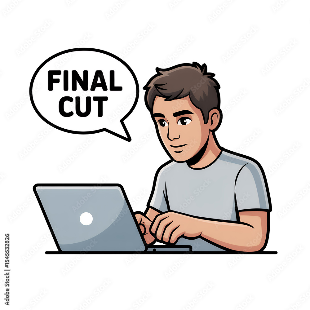 Man Using Laptop With Speech Bubble Man Using Laptop With Speech Bubble