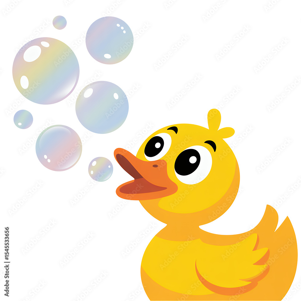 Obraz premium Duck blowing bubbles cartoon image